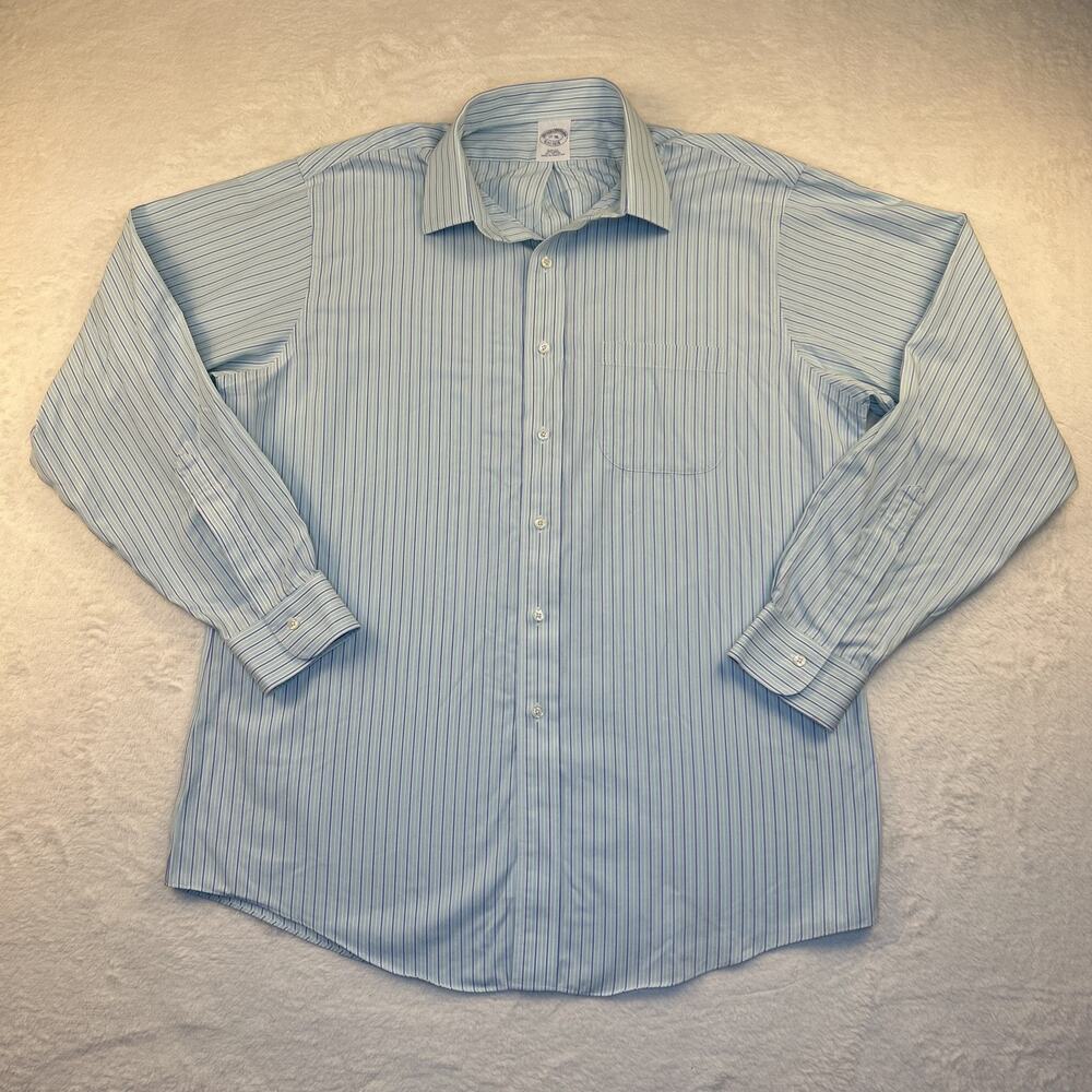 Brooks Brothers Men's XL Button-Down Shirt Long Sleeve, Blue Green White 17-36